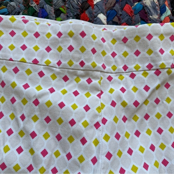 Krazy Larry Pink & Lime Diamond Pattern Pull-On Ankle Pants Women’s Size 10 Golf - Picture 6 of 14